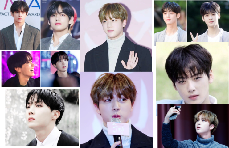  남자 시스루뱅,펌 뷔,차은우 머리로 알아볼게요