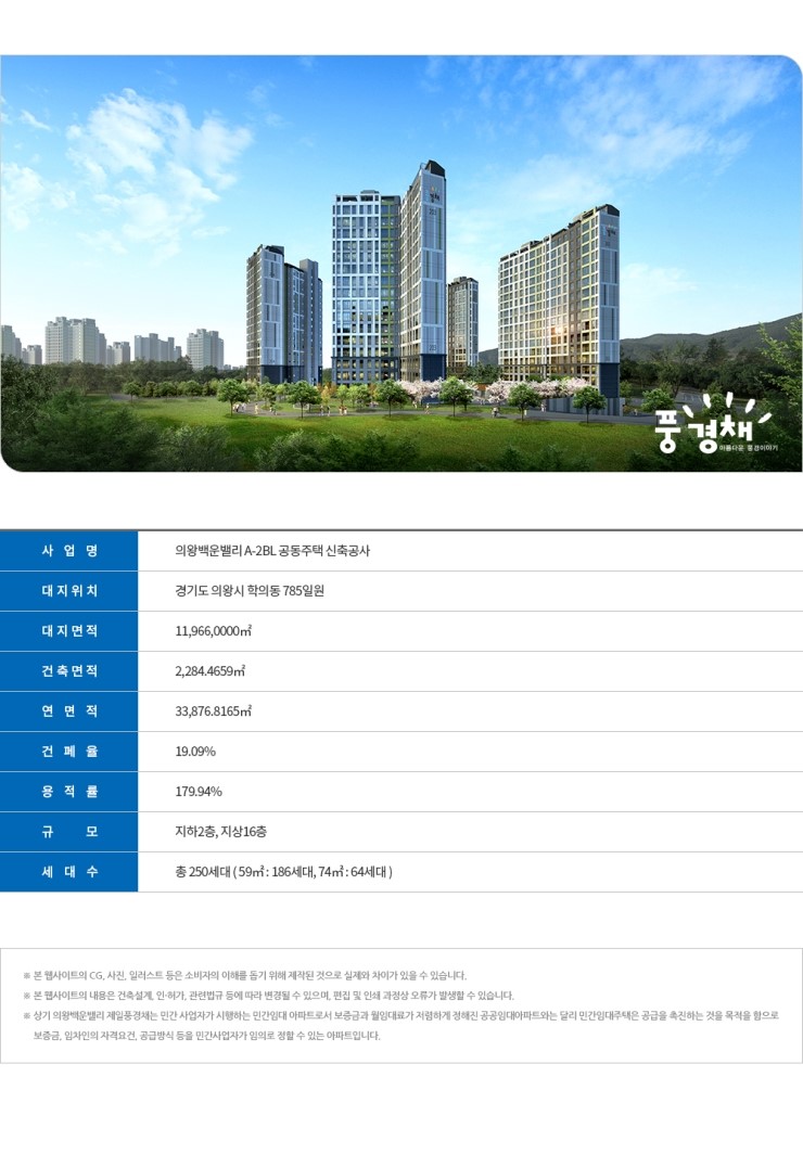    의왕백운밸리 제일풍경채   /  제일풍경채 민간임대아파트     분양권[59A형]