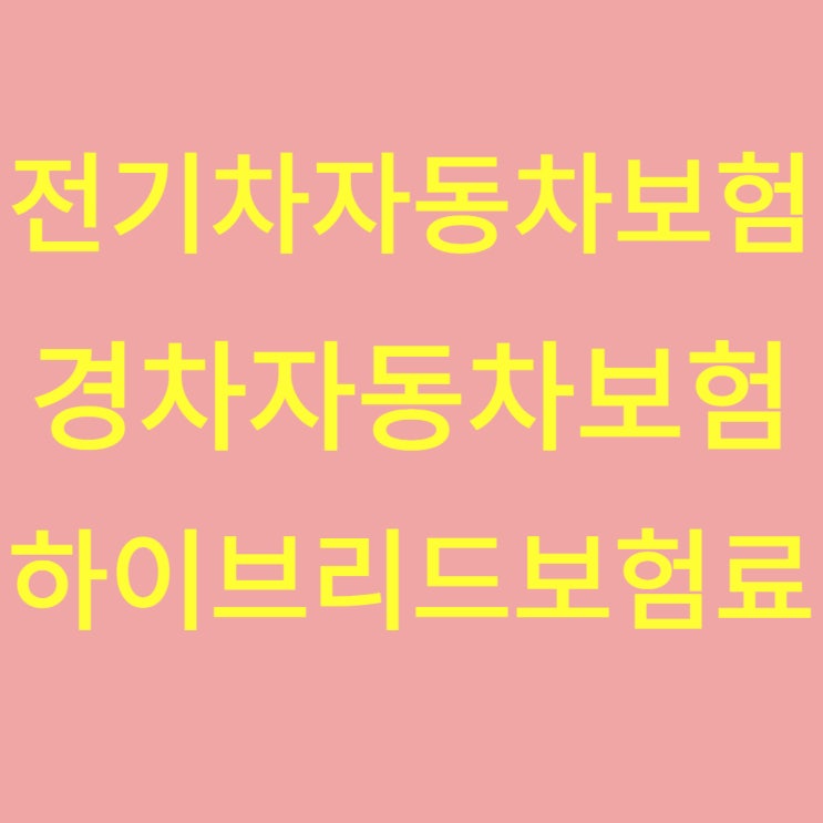  전기차자동차보험 VS 경차자동차보험 VS 하이브리드보험료 저렴한 곳 알아보기