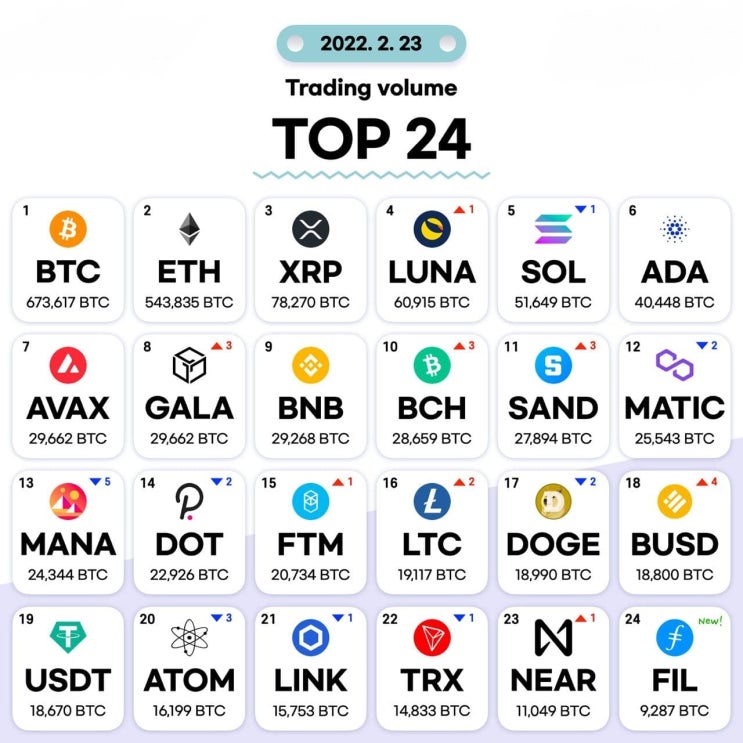  2월23일 거래량 TOP 24 및 투자 목록