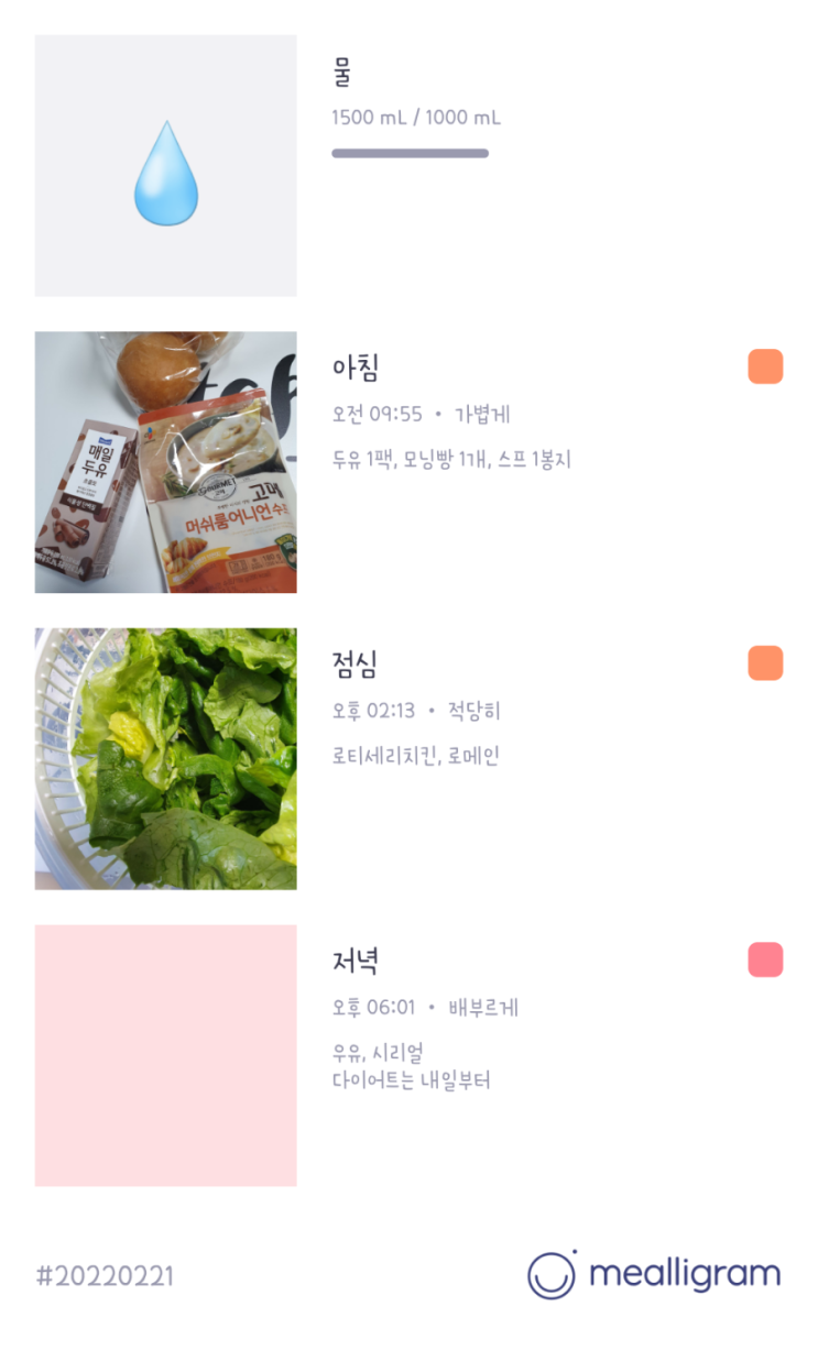  2월 21일 - 22일 식단일기