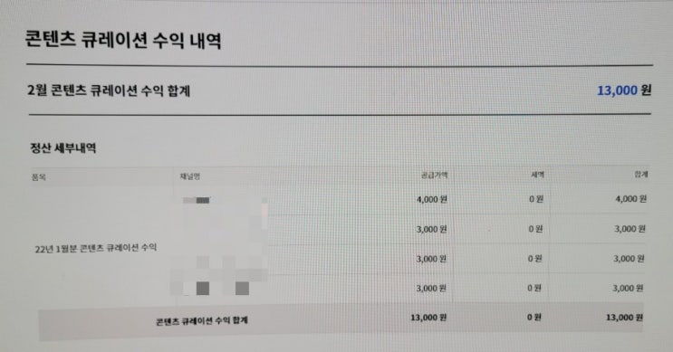  카카오뷰 첫 수익