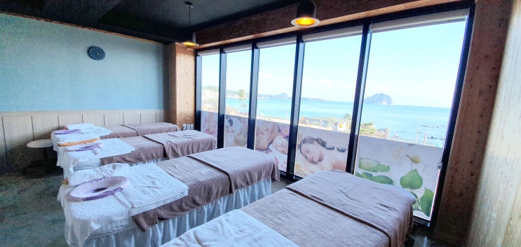 바다위에 떠 있는 듯한, 오션뷰 서귀포시마사지! 자구리아로마
