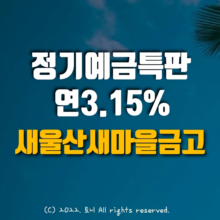 (정기예금특판) 연 3.15% 새울산 새마을금고 (영업점/비대면 동시). 목돈굴리기, 이자농사.