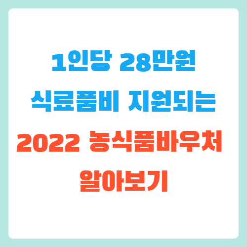  1인당 28만원 식료품비 지원되는 2022 농식품바우처 알아보기