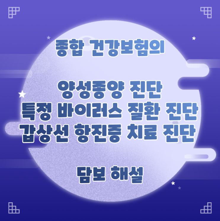  종합 건강보험의 위, 십이지장, 대장 양성종양 진단, 특정 바이러스 질환 진단, 갑상선 항진증 치료 진단 담보 해설