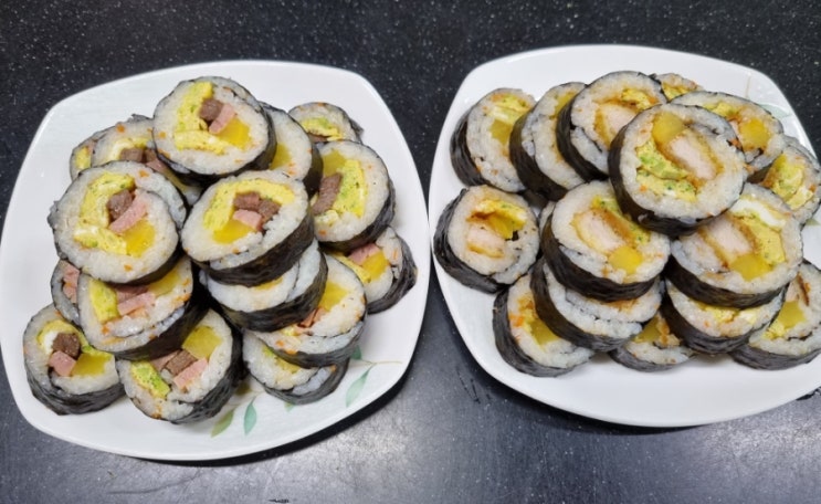  돈까스김밥 스팸소고기김밥 냉파요리 김밥만들기 야채안먹는아이 김밥 집밥