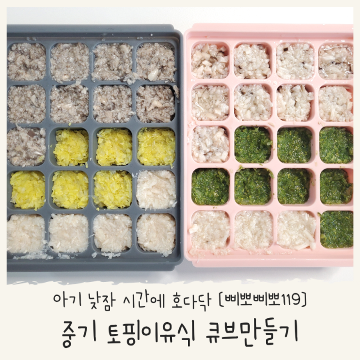  중기 토핑이유식 찜기로 큐브 만들기 중기 이유식 삐뽀삐뽀119 큐브