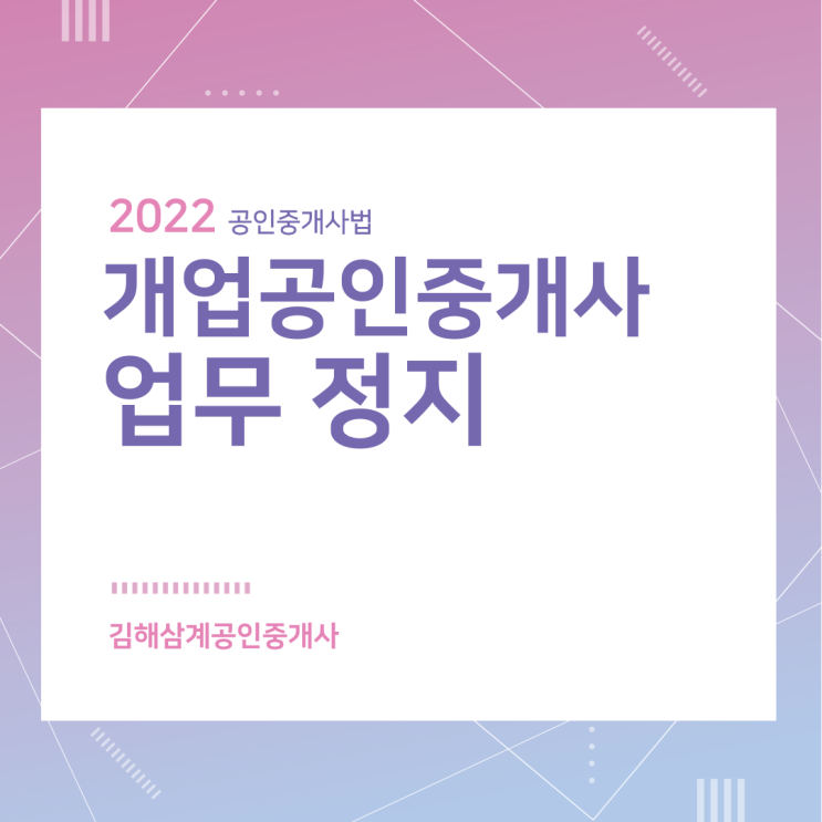  개업공인중개사의 업무 정지