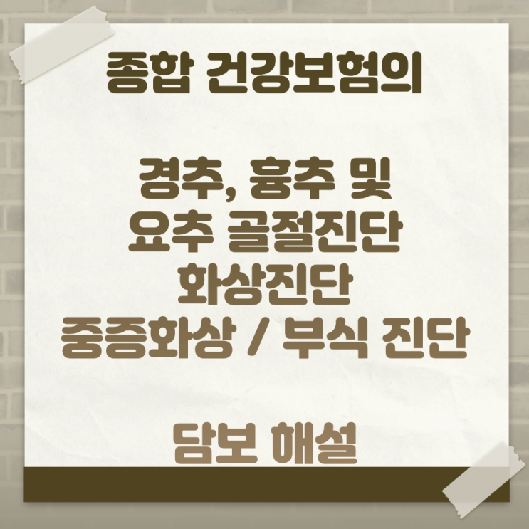 종합 건강보험의 경추, 흉추 및 요추 골절진단, 화상진단, 중증화상 / 부식 진단 담보 해설