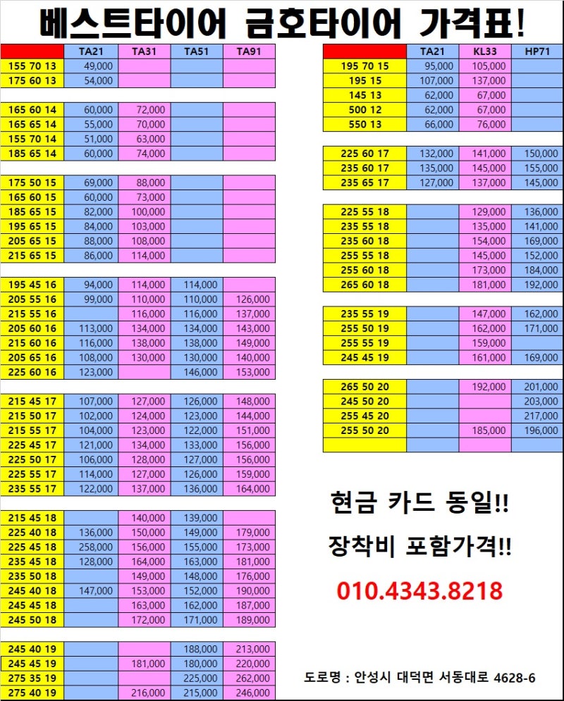안성! 평택 타이어싼곳 베스트타이어!! 한국타이어 금호타이어 넥센타이어 할인장착점!! : 네이버 블로그