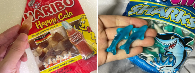 하리보 해피콜라 vs 트롤리 샤크 상어모양구미