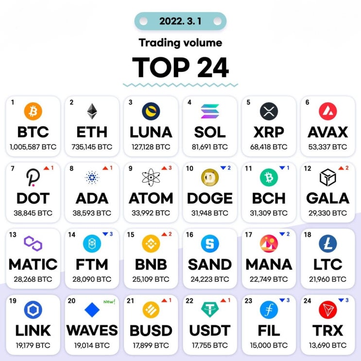 3월1일 거래량 TOP 24 및 투자 목록