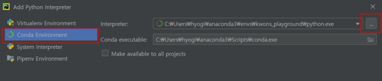  아나콘다 파이참(pycharm) 가상환경(2/2)