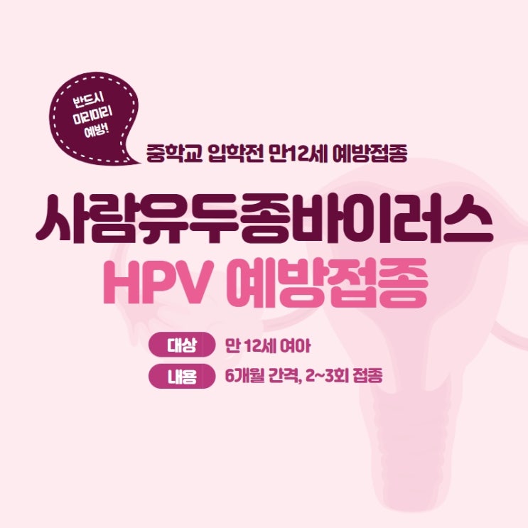  사람유두종바이러스 HPV 예방접종 대상 접종시기