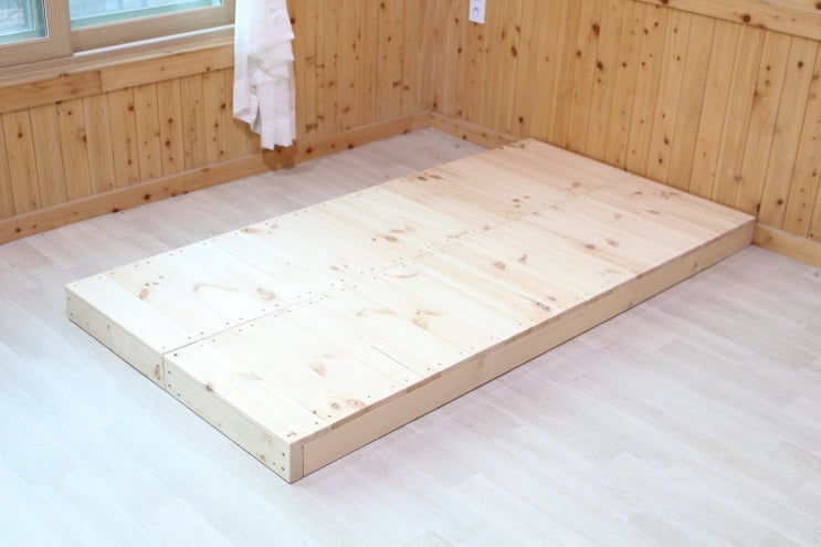 원목 저상형 침대 프레임 유럽산 소나무로 만들기