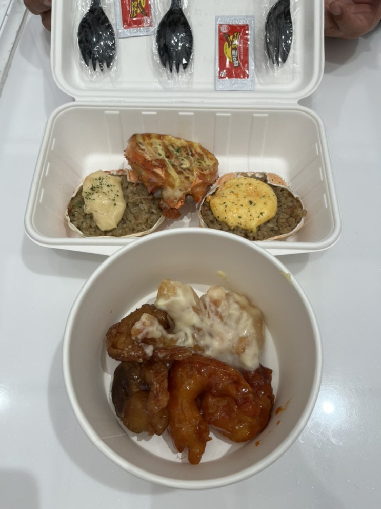  대전 유성구 도룡동 신세계백화점 아트앤사이언스 푸드코트 맛집 추천 그라탕, 어묵, 김밥, 새우 등