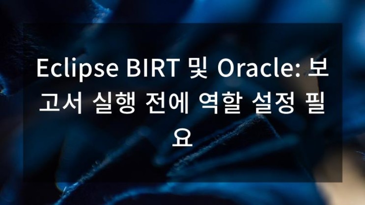 Eclipse BIRT 및 Oracle: 보고서 실행 전에 역할 설정 필요