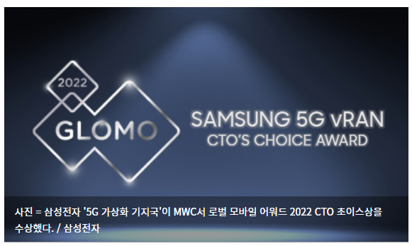 삼성전자 '5G 가상화 기지국', MWC서 'CTO 초이스' 수상