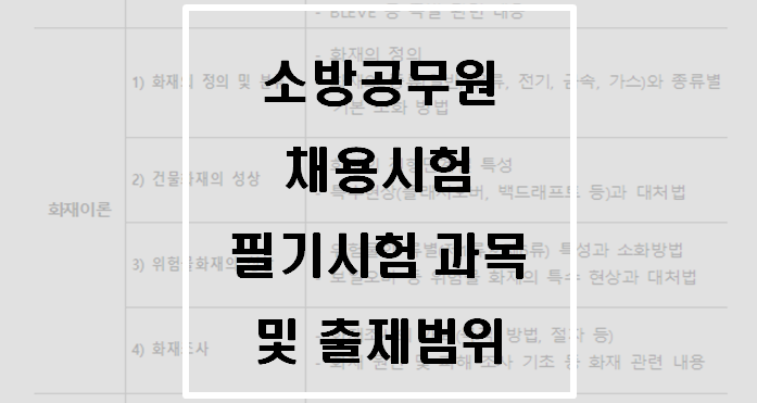  소방공무원 필기시험 과목 및 출제범위(2022년 소방공무원 시험)