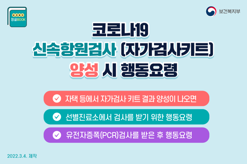 코로나19 신속항원검사(자가검사키트) 양성 시 행동요령 : 네이버 블로그