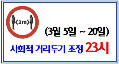 3월 5일부터 사회적 거리두기 조정 (feat. 6인, 23시) : 평생직업교육학원, 영화관, PC방, 오락실, 멀티방