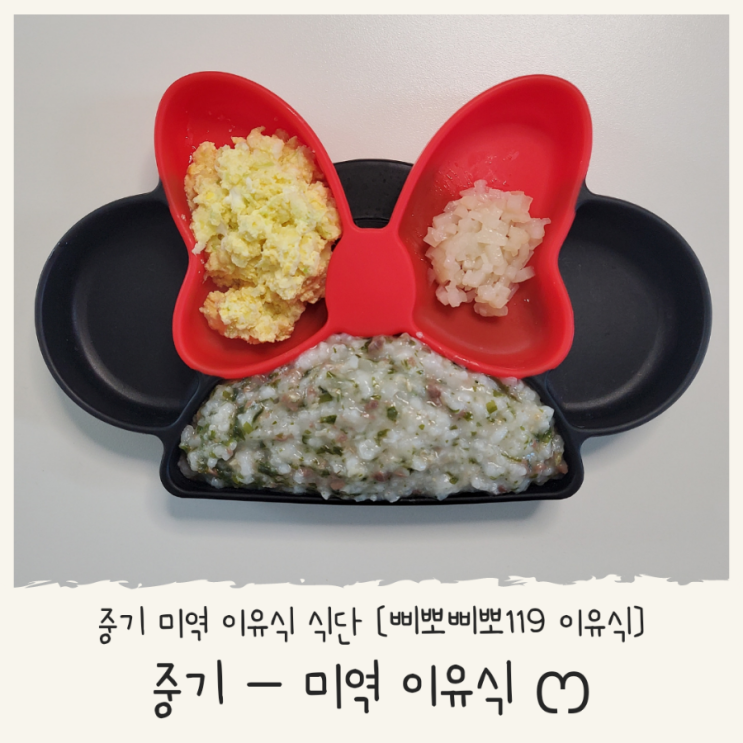  8개월 중기이유식 미역을 활용한 토핑이유식 식단 [삐뽀삐뽀119 중기 이유식]