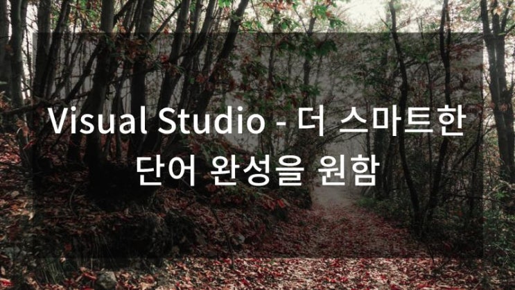 Visual Studio - 더 스마트한 단어 완성을 원함