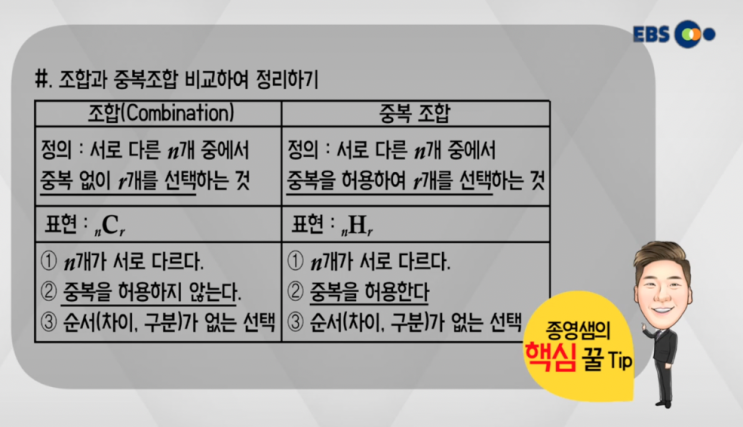  고3 통계와확률 - 조합 정리