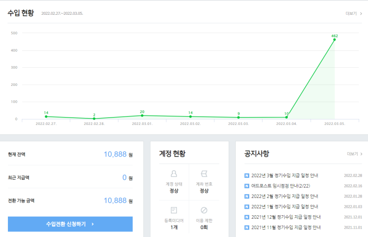  [애드포스트] 2022년 1-2월 애드포스트 정산