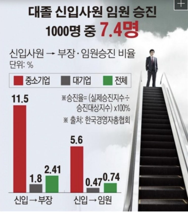  기업 승진율 (신입사원에서 임원까지)