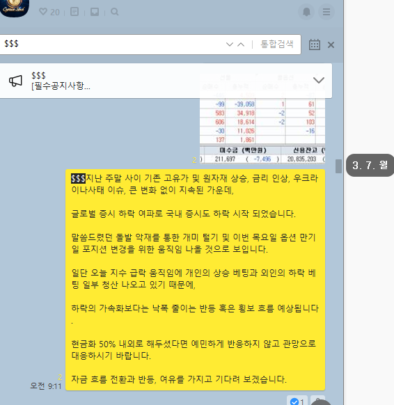  3월 7일 선물 옵션 파생 시황 브리핑 모음