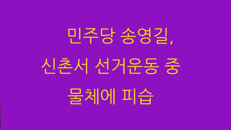  민주당 송영길, 신촌서 선거운동 중 물체에 피습