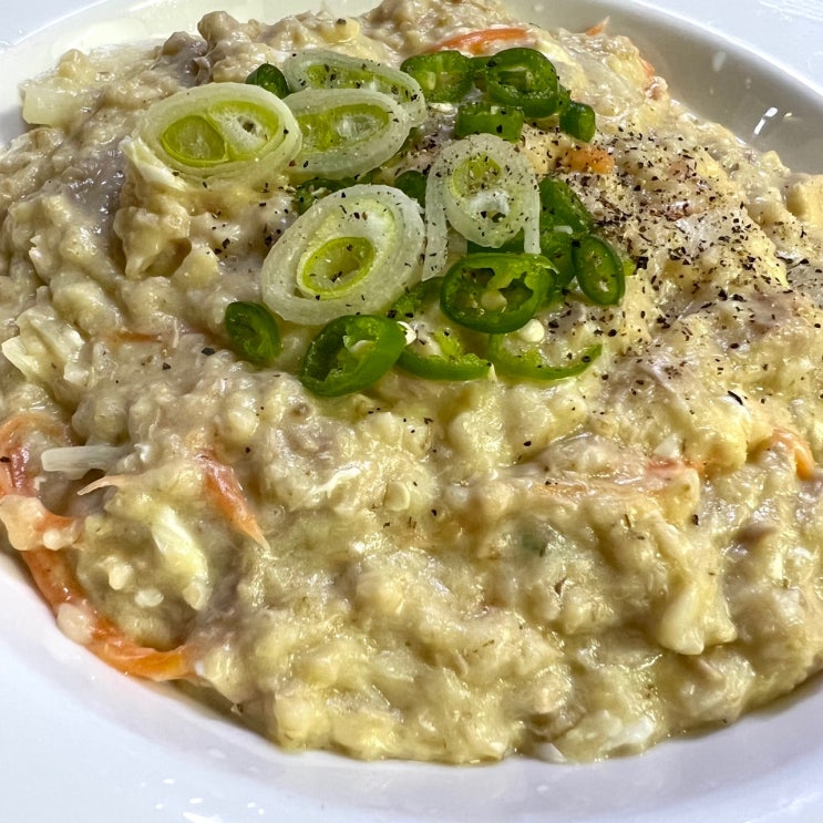  오트밀요리  참치계란오트밀죽 만들기