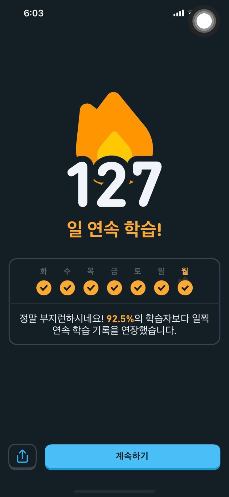  듀오링고 챌린지 127일째