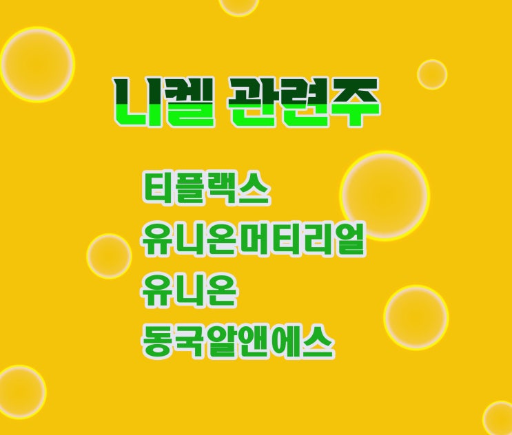 니켈 관련주, 티플랙스 주가,주목해야할 종목 니켈 관련주, 티플랙스 주가,주목해야할 종목