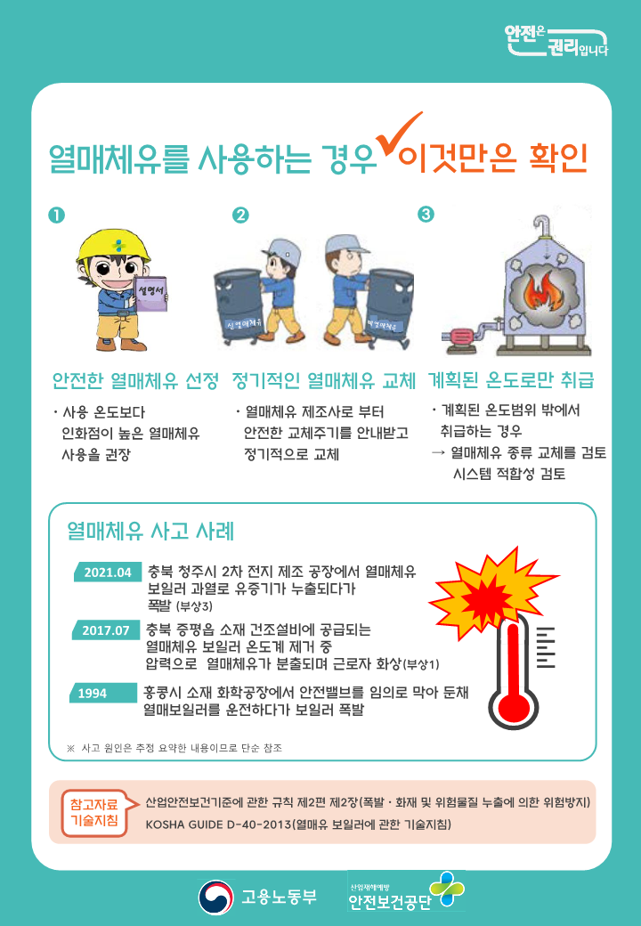  열매체유 사용시 必 확인 사항 