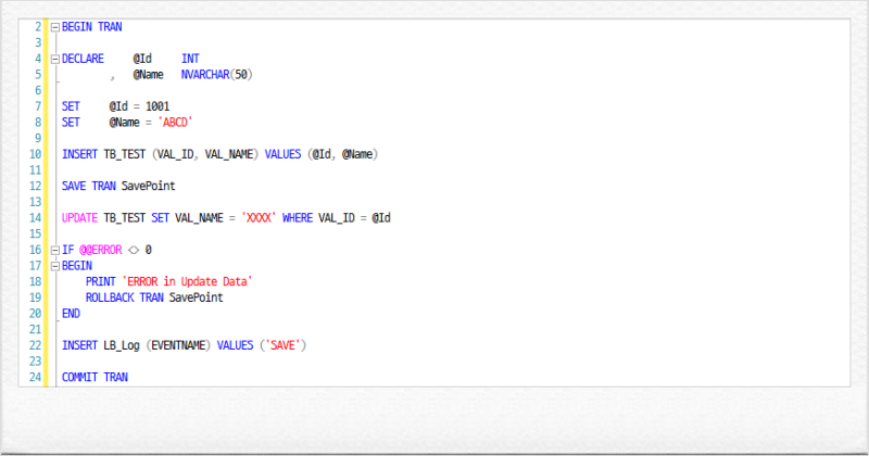 MSSQL 트랜잭션(Transaction) 처리 - Commit, Rollback, Save Point : 네이버 블로그