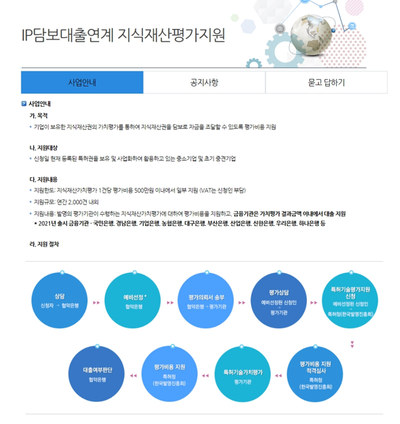 2022년 IP담보대출연계 지식재산평가지원 사업 공고_특허청 2022년 IP담보대출연계 지식재산평가지원 사업 공고_특허청