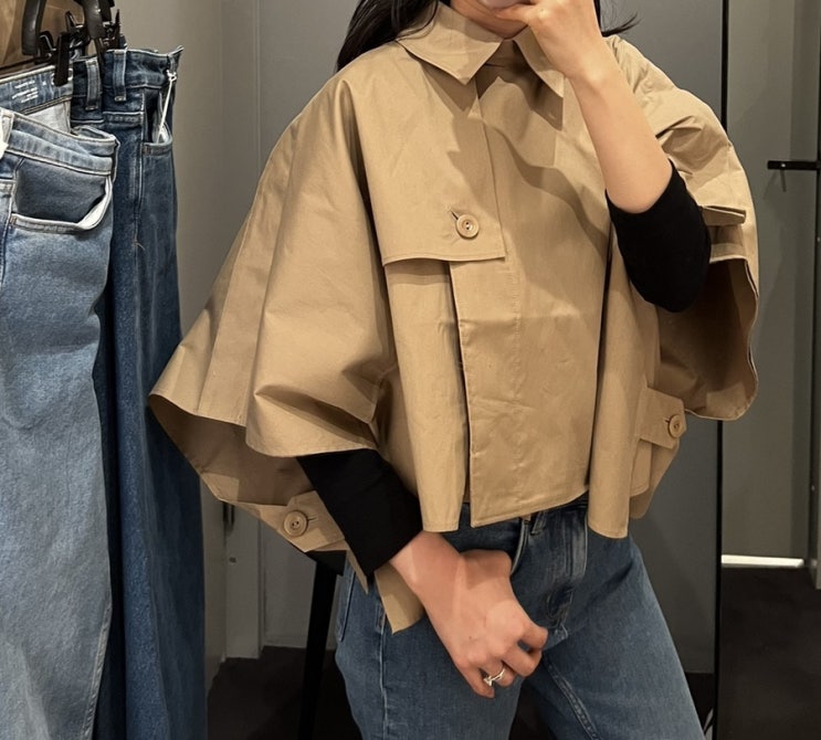 코스 크롭트 트렌치 코트 케이프 입어보기 | COS 릴랙스드 핏 와이드 셔츠