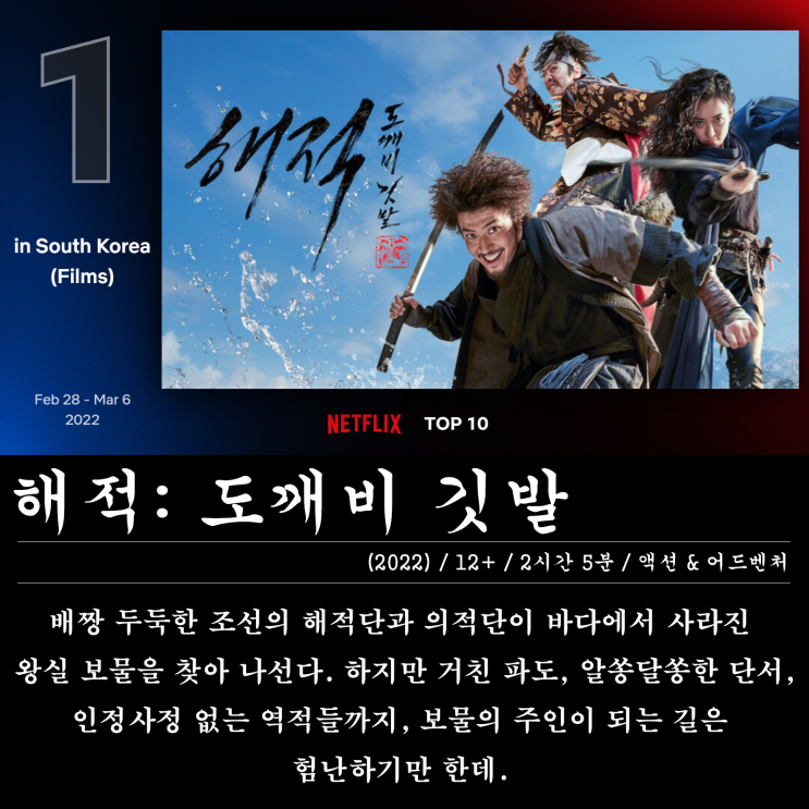  [넷플릭스 영화 드라마 추천] 한 주 동안 인기 있었던 넷플릭스 한국, 미국 TOP 10 리스트 (2/28~3/6)