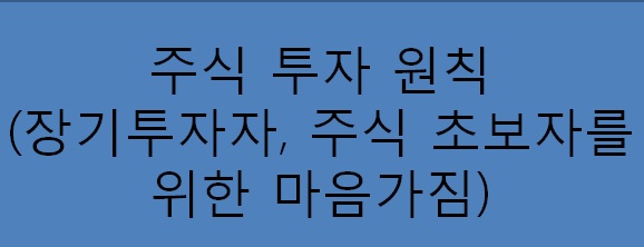  주식 투자 원칙 (장기투자자, 주식 초보자를 위한 마음가짐)