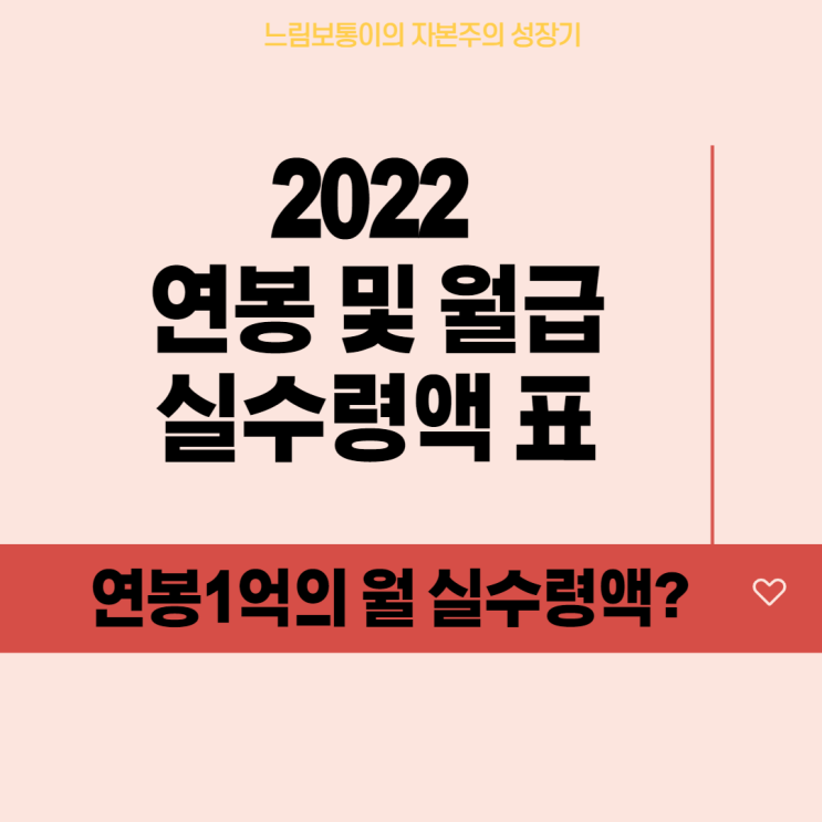  2022년 직장인 연봉 계산기, 월급 및 연봉 실수령액표, 1억 연봉 실수령액??