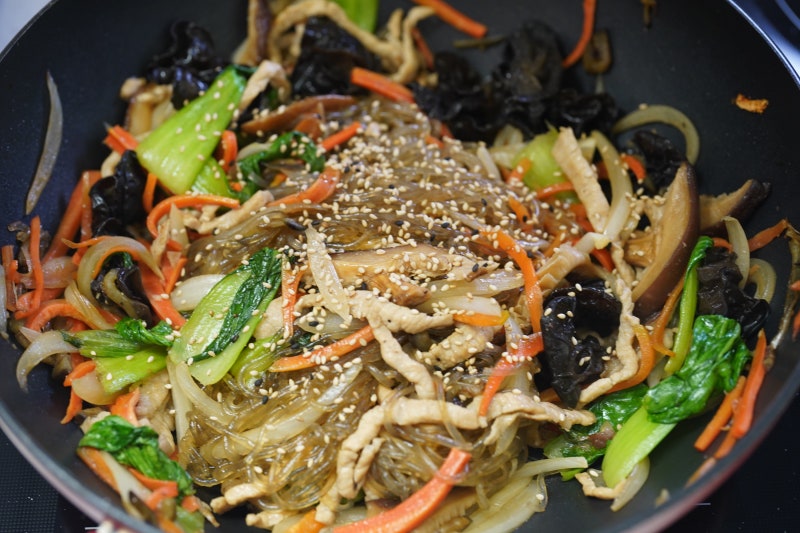 시금치 대신 청경채 넣고 잡채해먹었어요 :D #레시피