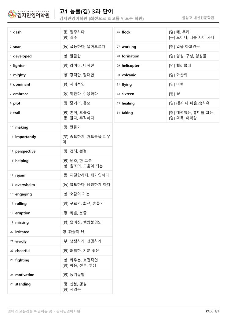  불암고 내신대비 전문학원 노원구영어 김지민영어