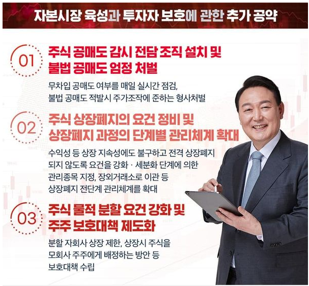  윤석열 대통령 공약 - 자본시장 선진화 정책(양도소득세 폐지/공매도 개선/증권거래세 등)