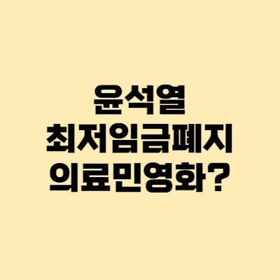  윤석열 최저임금(시급) 폐지·의료민영화 한다고?