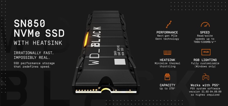  [11마존] WD 블랙 시리즈 SN850 NVMe 히트싱크 포함 게이밍 M.2 ssd 특가 181,300원