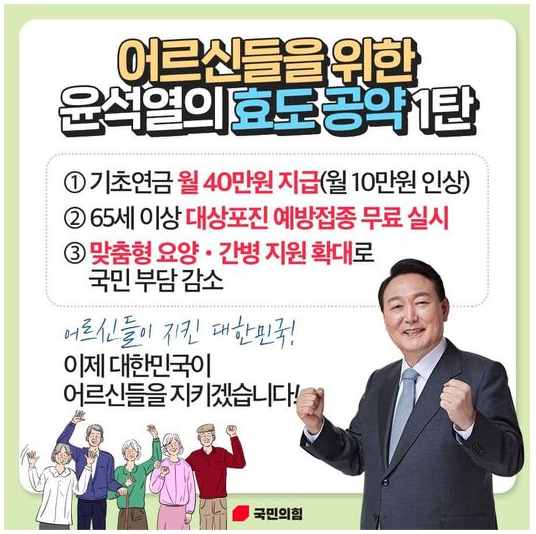  윤석열 대통령 공약 - 노인 정책(기초연금/요양병원/간병서비스 등)