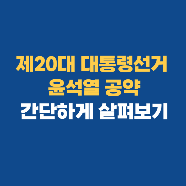 제20대 대통령선거 윤석열 공약 당선 살펴보기 제20대 대통령선거 윤석열 공약 당선 살펴보기